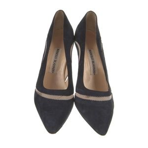 Manolo Blahnik Suede Cutout Accent D'Orsay Pumps